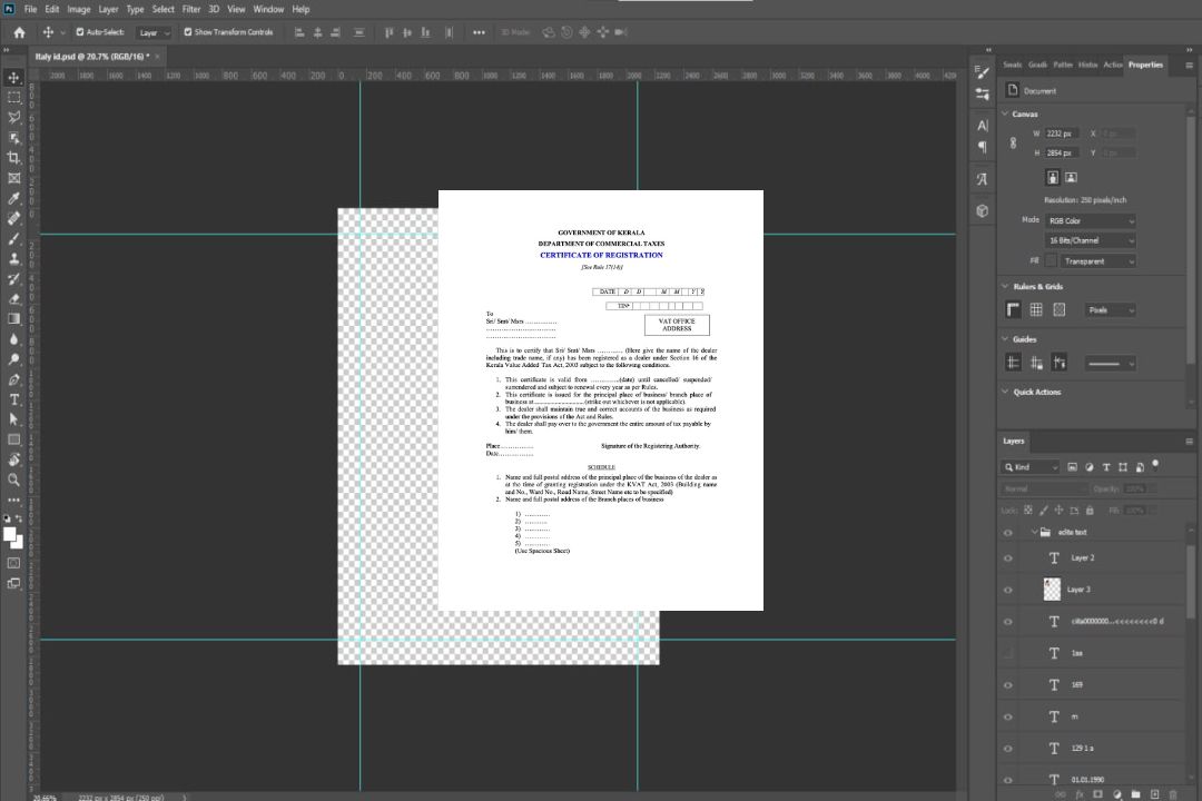 Modèle Word et PDF de certificat d'enregistrement Inde Kerala template